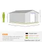 Cobertizo de Jardín 12,4 m² 340x386x200 cm con 2 Puertas Corredizas Base Refuerzo (Suelo NO Incluido) Gris Claro