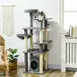 Torre para Gatos Grande de 144 cm con Postes para Rascar Cama Cueva Plataformas y Bolas Colgantes 49x49x144 cm Gris