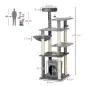 Torre para Gatos Grande de 144 cm con Postes para Rascar Cama Cueva Plataformas y Bolas Colgantes 49x49x144 cm Gris