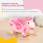 Caballito Balancín Infantil en Forma de Unicornio con Música Cinturón de Seguridad Manillar y Reposapiés 65x35x45cm Rosa