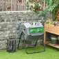 Compostador de Tambor Giratorio con Capacidad 160 Litros de Doble Cámara y Ventilación Marco de Acero 71x65x96cm Gris