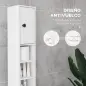 Mueble Auxiliar Baño Moderno con 1 Cajón 5 Estantes y 2 Armarios para Salón Dormitorio Carga 30 kg 20x20x180 cm Blanco