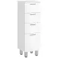 Mueble Auxiliar Baño Moderno Armario de Baño con 4 Cajones y 4 Patas para Salón Carga 30 kg 30x30x93cm Blanco Brillante