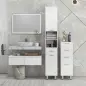 Mueble Auxiliar Baño Moderno Armario de Baño con 1 Cajón 3 Estantes Ajustables y 2 Armarios 30x30x180cm Blanco Brillante