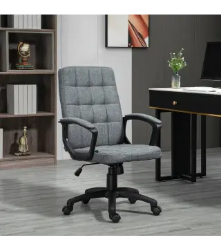 Silla de Escritorio Giratorio con Altura Ajustable y Reposabrazos Estilo Moderno 59x63x96-105,5 cm Gris Oscuro