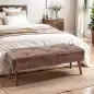 Banco de Pie de Cama Banqueta de dormitorio con Patas de Madera y Asiento Acolchado 114x38x42 cm Marrón