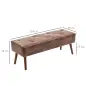 Banco de Pie de Cama Banqueta de dormitorio con Patas de Madera y Asiento Acolchado 114x38x42 cm Marrón