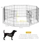 Parque de Juegos para Perros 8 Paneles 61x61 cm Jaula Metálica para Mascotas con Puerta y Doble Cerradura Negro