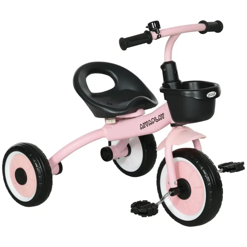 Triciclo para Niños de 2 a 5 Años Bicicleta Infantil con Asiento Ajustable Cesta Timbre y Pedales 70,5x53x58 cm Rosa