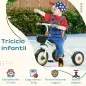 Triciclo para Niños de 2 a 5 Años Bicicleta Infantil con Asiento Ajustable Cesta Timbre y Pedales 70,5x53x58 cm Crema