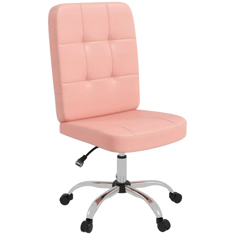 Silla de Oficina sin Brazos Silla de Escritorio Giratorio de Piel Sintética con Altura Ajustable 45x59x90-100 cm Rosa