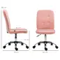 Silla de Oficina sin Brazos Silla de Escritorio Giratorio de Piel Sintética con Altura Ajustable 45x59x90-100 cm Rosa