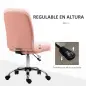 Silla de Oficina sin Brazos Silla de Escritorio Giratorio de Piel Sintética con Altura Ajustable 45x59x90-100 cm Rosa