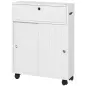 Armario de Baño Mueble Auxiliar con 4 Ruedas 2 Agujeros para Papel 2 Armarios y Estantes Ajustables 52x17x67 cm Blanco Armario de Baño Mueble Auxiliar con 4 Ruedas 2 Agujeros para Papel 2 Armarios y Estantes Ajustables 52x17x67 cm Blanco