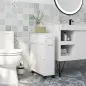 Armario de Baño Mueble Auxiliar con 4 Ruedas 2 Agujeros para Papel 2 Armarios y Estantes Ajustables 52x17x67 cm Blanco