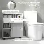 Armario de Baño Mueble Auxiliar con 4 Ruedas 2 Agujeros para Papel 2 Armarios y Estantes Ajustables 52x17x67 cm Blanco