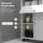 Armario de Baño Mueble Auxiliar con 4 Ruedas 2 Agujeros para Papel 2 Armarios y Estantes Ajustables 52x17x67 cm Blanco