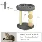 Árbol Rascador para Gatos Pequeño Torre para Gatos con Nido 4 Bolas y Poste de Sisal Carga 15 kg Ø40x48 cm Gris y Beige