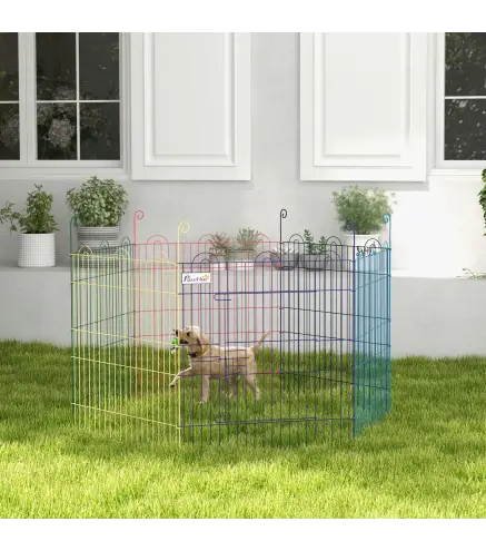 Parque Plegable para Mascotas Jaula Plegable para Perros de 6 Paneles para Jardín Patio Exterior Ø120x60 cm Multicolor