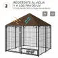 Perrera con Toldo y Soporte Giratorio para Comida 2 Cuencos Incluidos 141x141x151 cm Negro