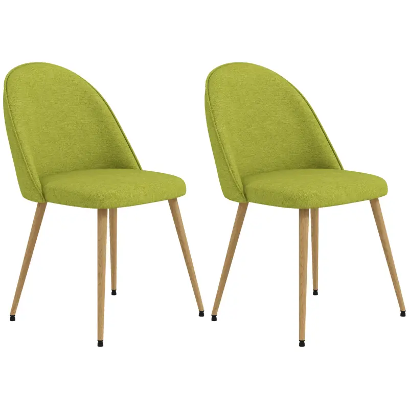 Pack de 2 Sillas de Comedor Sillas de Cocina Tapizadas de Tela de Lino con Patas de Acero Carga 120 kg 50x52x83 cm Verde