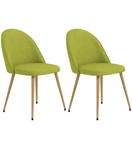 Pack de 2 Sillas de Comedor Sillas de Cocina Tapizadas de Tela de Lino con Patas de Acero Carga 120 kg 50x52x83 cm Verde