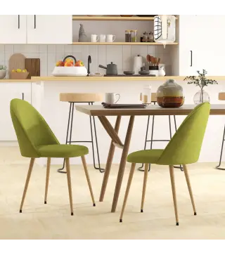 Pack de 2 Sillas de Comedor Sillas de Cocina Tapizadas de Tela de Lino con Patas de Acero Carga 120 kg 50x52x83 cm Verde