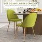 Pack de 2 Sillas de Comedor Sillas de Cocina Tapizadas de Tela de Lino con Patas de Acero Carga 120 kg 50x52x83 cm Verde Pack de 2 Sillas de Comedor Sillas de Cocina Tapizadas de Tela de Lino con Patas de Acero Carga 120 kg 50x52x83 cm Verde