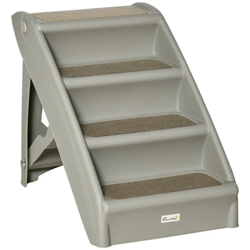 Escalón para Perros Gatos Portátil con Alfombras Antideslizantes para Cama Sofá Carga 20 kg 62x38x49,5 cm Gris