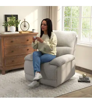 Sofá Reclinable Manual Sillón Relax Tapizado en Tela Reposapiés Carga 160 kg para Personas 150-190 cm 89x98x101 cm Gris