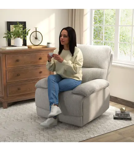 Sofá Reclinable Manual Sillón Relax Tapizado en Tela Reposapiés Carga 160 kg para Personas 150-190 cm 89x98x101 cm Gris