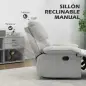 Sofá Reclinable Manual Sillón Relax Tapizado en Tela Reposapiés Carga 160 kg para Personas 150-190 cm 89x98x101 cm Gris