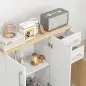 Aparador de Cocina con 2 Cajones 2 Armarios y Estantes Ajustables para Comedor 90x30x75,5 cm Blanco y Natural