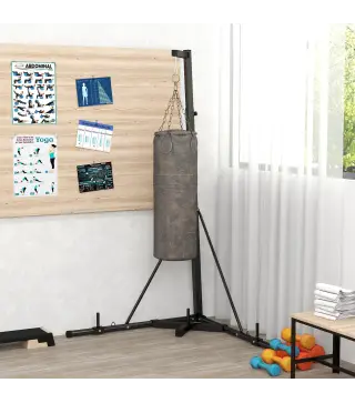Soporte para Saco de Boxeo Plegable con Altura Ajustable para Entrenamiento en Casa Carga 60 kg 170x90x182-225 cm Negro