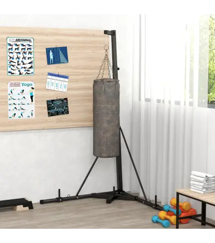 Soporte para Saco de Boxeo Plegable con Altura Ajustable para Entrenamiento en Casa Carga 60 kg 170x90x182-225 cm Negro