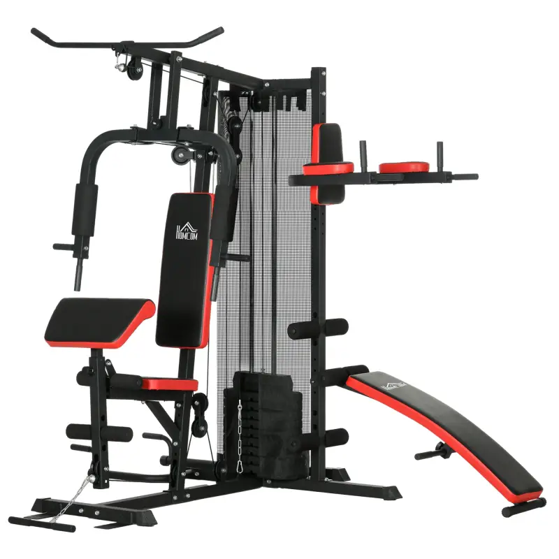 Multiestación de Musculación con Placas de Peso de 45 kg Carga Max. 110 kg para Entrenamiento 225x175x200 cm Negro Multiestación de Musculación con Placas de Peso de 45 kg Carga Max. 110 kg para Entrenamiento 225x175x200 cm Negro
