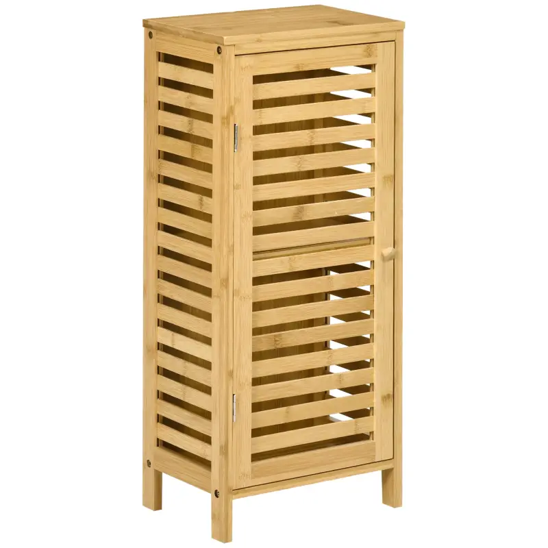 Armario de Baño de Bambú con Estantes Ajustables Mueble de Almacenaje para Salón Cocina Antivuelco 30x19,9x70 cm Natural