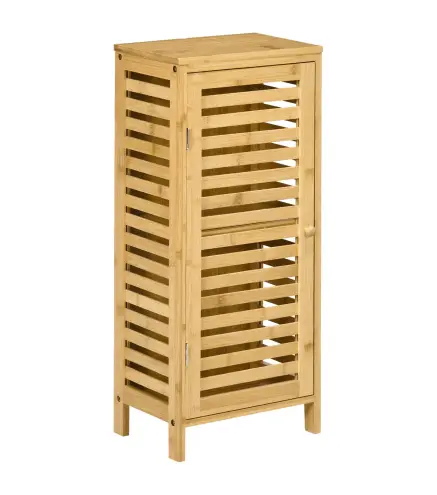 Armario de Baño de Bambú con Estantes Ajustables Mueble de Almacenaje para Salón Cocina Antivuelco 30x19,9x70 cm Natural