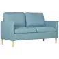 Sofá de 2 Plazas Tapizado en Poliéster con 2 Bolsillos Laterales Reposabrazos y Patas de Madera 143x76x83 cm Azul Claro