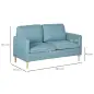 Sofá de 2 Plazas Tapizado en Poliéster con 2 Bolsillos Laterales Reposabrazos y Patas de Madera 143x76x83 cm Azul Claro