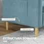Sofá de 2 Plazas Tapizado en Poliéster con 2 Bolsillos Laterales Reposabrazos y Patas de Madera 143x76x83 cm Azul Claro