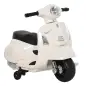 Motocicleta Infantil con Faro Bocina y 4 Ruedas Moto Eléctrica Vespa para Niños con Licencia 66,5x38x52 cm Blanco