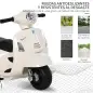 Motocicleta Infantil con Faro Bocina y 4 Ruedas Moto Eléctrica Vespa para Niños con Licencia 66,5x38x52 cm Blanco