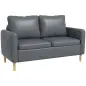 Sofá de 2 Plazas Tapizado en Poliéster con 2 Bolsillos Laterales Reposabrazos y Patas de Madera 143x76x83 cm Gris