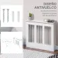 Cubierta de Radiador Blanco 90x18x84 cm Cubre Radiador de MDF Diseno Moderno Estante para Radiador Vertical para Salon