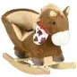 Caballo Balancín Infantil con Sonidos de Animal Cinturón de Seguridad Manillar y Reposapiés Carga 40 kg 60x33x50 cm Café