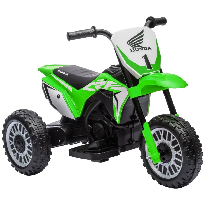 Moto Eléctrica Infantil con Licencia Honda CRF450RL con Velocidad 3 km/h Bocina Sonido de Arranque 71x40,5x43,5 cm Verde