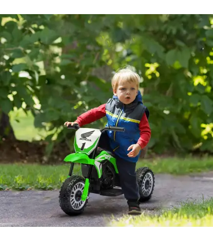 Moto Eléctrica Infantil con Licencia Honda CRF450RL con Velocidad 3 km/h Bocina Sonido de Arranque 71x40,5x43,5 cm Verde