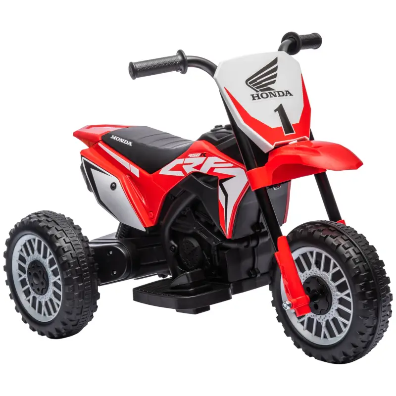 Moto Eléctrica Infantil con Licencia Honda CRF450RL con Velocidad 3 km/h Bocina Sonido de Arranque 71x40,5x43,5 cm Rojo