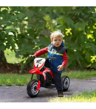 Moto Eléctrica Infantil con Licencia Honda CRF450RL con Velocidad 3 km/h Bocina Sonido de Arranque 71x40,5x43,5 cm Rojo
